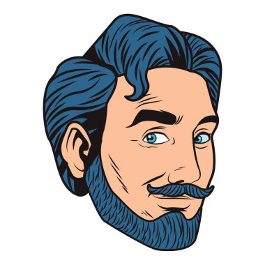 pop sanat adam yüz sakal karikatür vektör çizim grafik tasarım ile