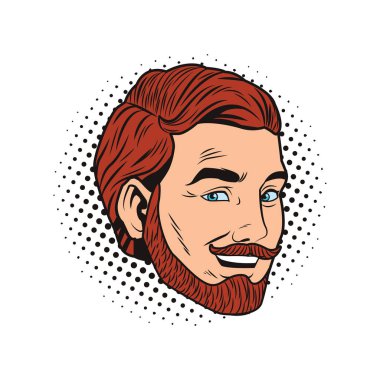 pop sanat adam yüz sakal karikatür vektör çizim grafik tasarım ile