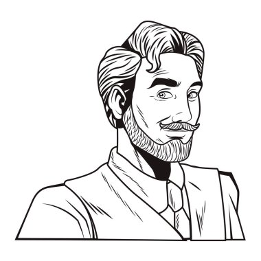 pop sanat adam yüz sakal karikatür vektör çizim grafik tasarım ile