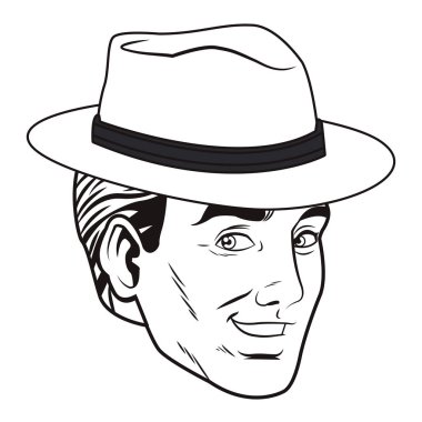 pop sanat adam yüz şapka karikatür vektör çizim grafik tasarım ile
