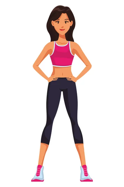 Fitness Femme Dessin Animé Vecteur Illustration Conception Graphique — Image vectorielle