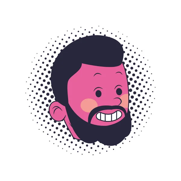 Junger Mann Gesicht Cartoon Vektor Illustration Grafik Design — Stockvektor