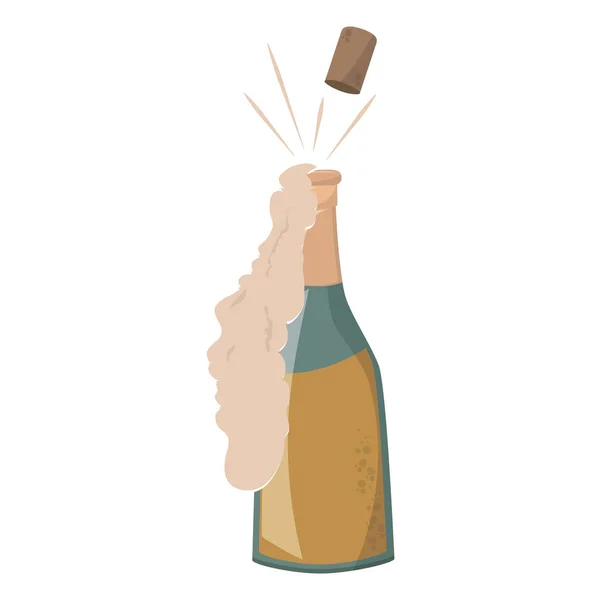 Láhev Šampaňského Otevřené Izolované Vektorové Ilustrace Grafický Design — Stockový vektor