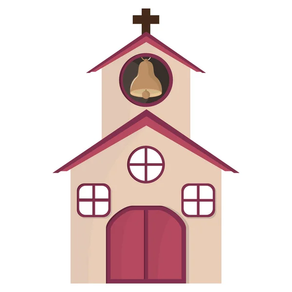 Kreslený Budova Kostela Samostatný Vektorové Ilustrace Grafický Design — Stockový vektor