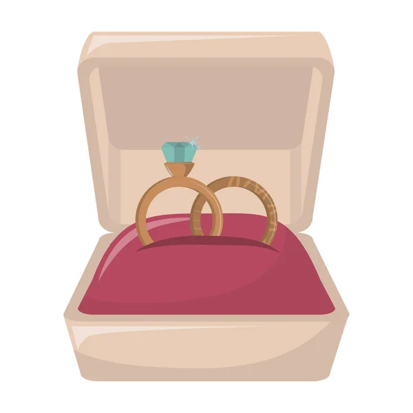 Anillos Boda Caja Vector Ilustración Diseño Gráfico — Vector de stock