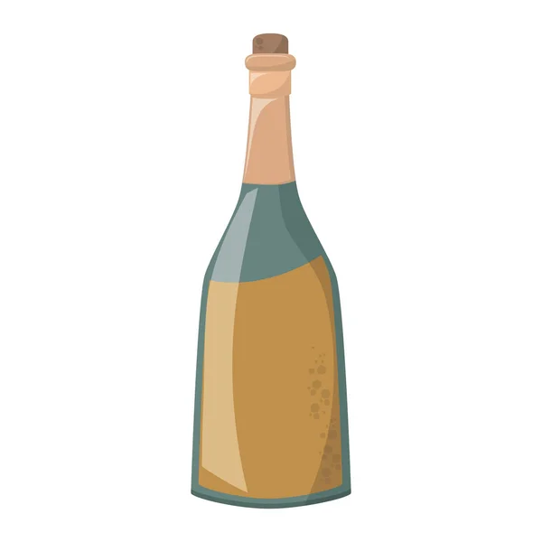 Champagnerflasche Karikatur Isolierter Vektor Illustration Grafik Design — Stockvektor