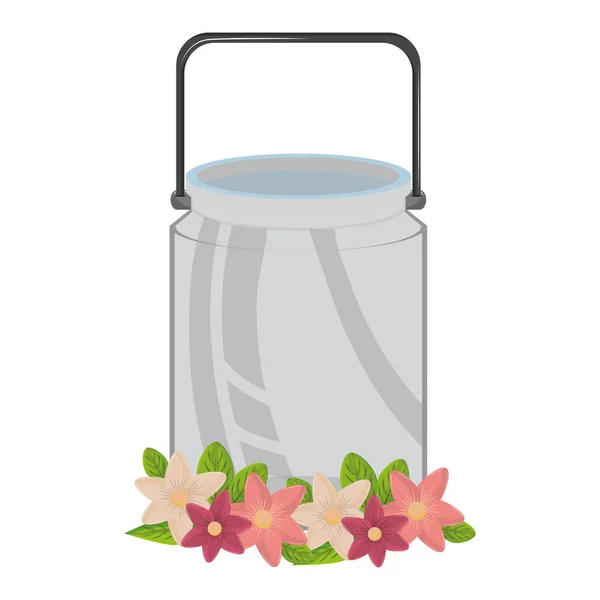 Hochzeitsglas Glas Mit Blumen Cartoons Vektor Illustration Grafik Design — Stockvektor