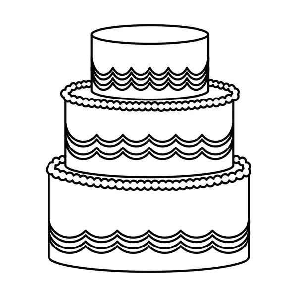 Grande Torta Matrimonio Cartone Animato Bianco Nero Vettore Illustrazione Grafica — Vettoriale Stock