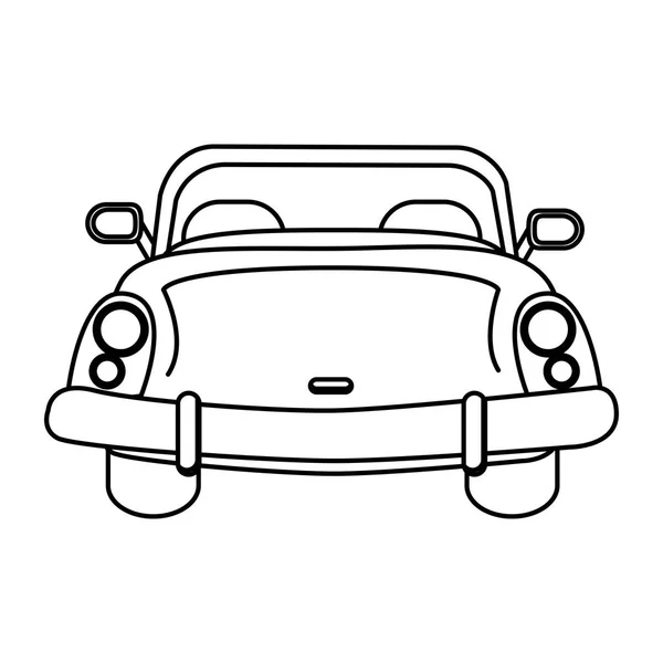 Vintage Svatba Auto Frontview Černé Bílé Vektorové Ilustrace Grafický Design — Stockový vektor