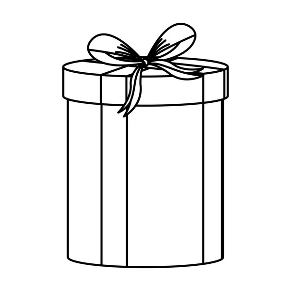 Gift Box Present Cartoon Black White Vector Illustration Graphic Design — Stock Vector