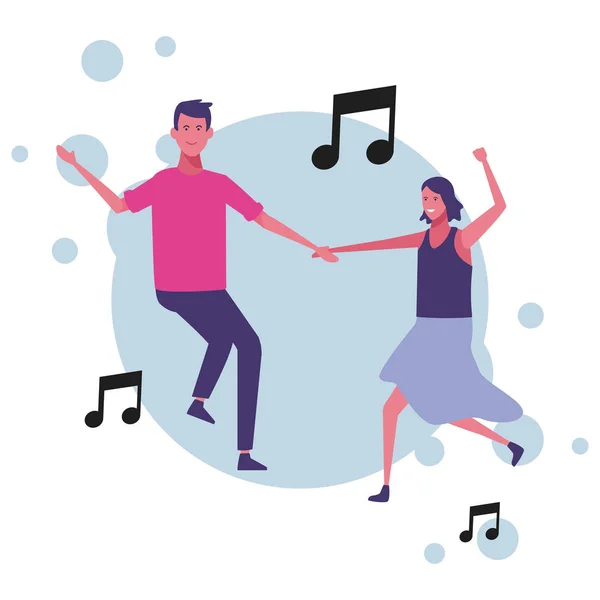 Les Gens Dansent Avec Musique Sur Radio Dessin Animé Vectoriel — Image vectorielle