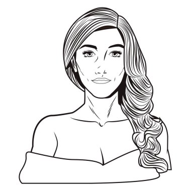 Pop art kadın karikatür profil siyah beyaz