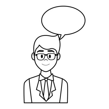 İşadamı profili konuşma kabarcık karikatür vektör çizim grafik tasarım ile