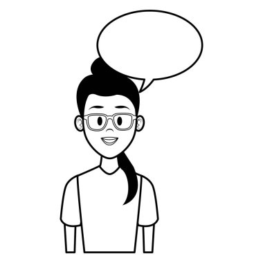 Kadın gözlük ve specch kabarcık karikatür vektör çizim grafik tasarım ile