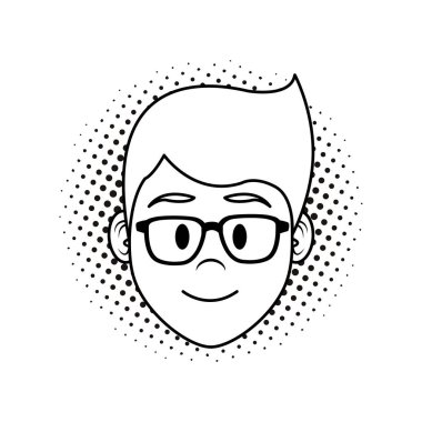 Adam yüz noktalı arka plan vektör çizim grafik tasarım üzerinde gözlük karikatür ile