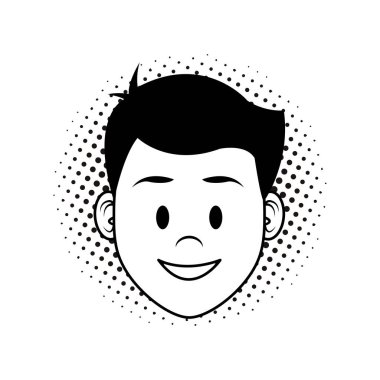 Çizgi film noktalı arka plan vektör çizim grafik tasarım üzerinde gülümseyen adam yüz