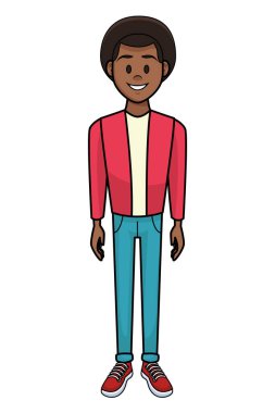 Adam afro çizgi film vektör çizim grafik tasarım gülümseyen