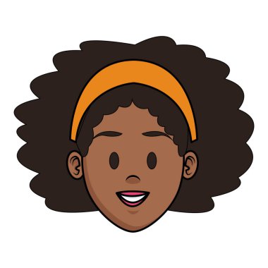 Kadın afro yüz karikatür vektör çizim grafik tasarım