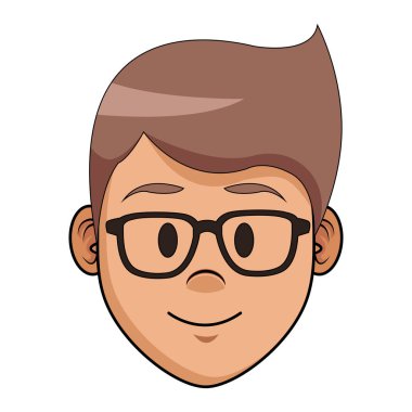 Adam yüz gözlük karikatür vektör çizim grafik tasarım ile