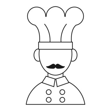 Şef bıyık ve şapka karikatür vektör çizim grafik tasarım ile