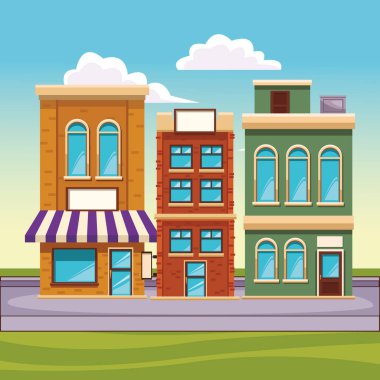 Restoran sokak manzara vektör çizim grafik tasarım