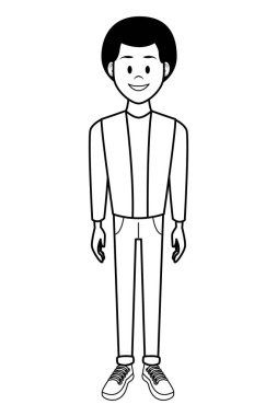 Siyah ve beyaz vektör çizim grafik tasarım karikatür gülümseyen adam afro