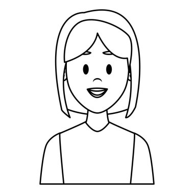 Kadın profili karikatür siyah beyaz vektör çizim grafik tasarım