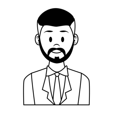 İşadamı sakal profil karikatür siyah beyaz vektör çizim grafik tasarım ile