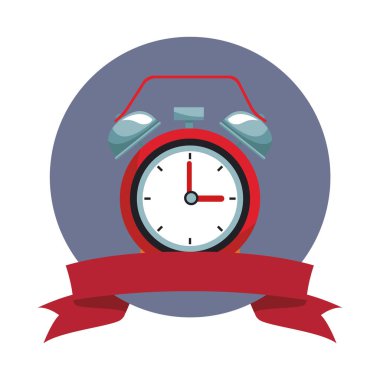 Çanlar çalar saat yuvarlak amblemi şerit afiş vektör çizim grafik tasarım