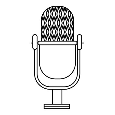 Vintage mikrofon izole aygıt vektör çizim grafik tasarım