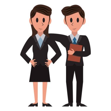 İşkadını ve işadamı çift Pano vektör çizim grafik tasarımı ile