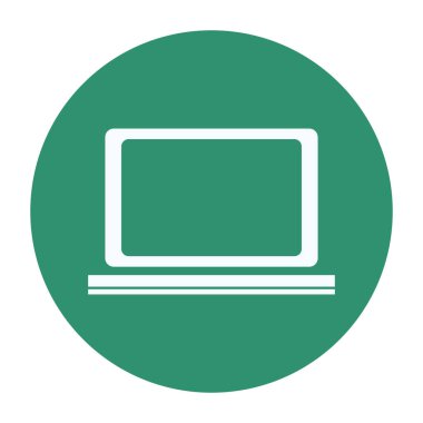 Dizüstü bilgisayar teknolojisi yeşil yuvarlak simge vektör çizim grafik tasarım