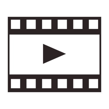 Video oynatıcı sembol siyah beyaz vektör çizim grafik tasarım