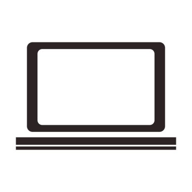 Dizüstü bilgisayar teknolojisi siyah beyaz vektör çizim grafik tasarım