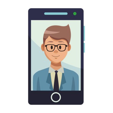 İşadamı profil sayfası smartphone ekran vektör çizim grafik tasarım