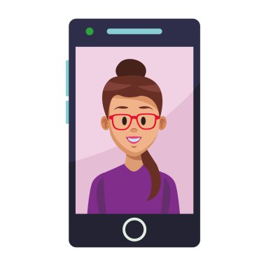 İşkadını profil sayfası smartphone ekran vektör çizim grafik tasarım