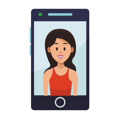 İşkadını profil sayfası smartphone ekran vektör çizim grafik tasarım