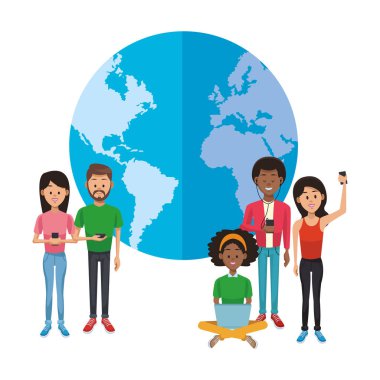 Gençler Akıllı dünya çapında illüstrasyon grafik tasarım vektör