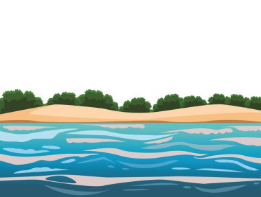 Beach Island çalılar sahne vektör çizim grafik tasarım ile