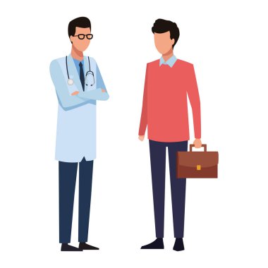 Doktor ve işadamı ile evrak çantası vektör çizim grafik tasarım