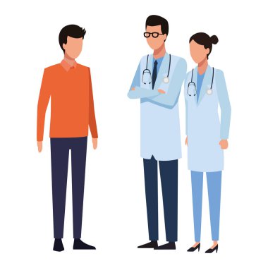 Doktor ekip çalışması ve hasta vektör çizim grafik tasarım