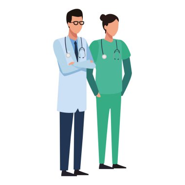 Doktorlar tıbbi ekip çalışması avatar vektör çizim grafik tasarım