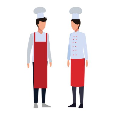 Şef kadın ve avatar vektör çizim grafik tasarım konuşan adam