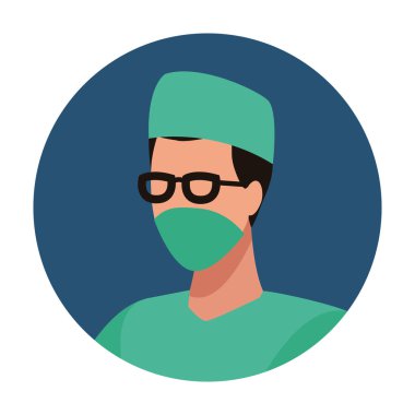 surgeon doctor worker profile avatar round icon vector illustration graphic design clipart