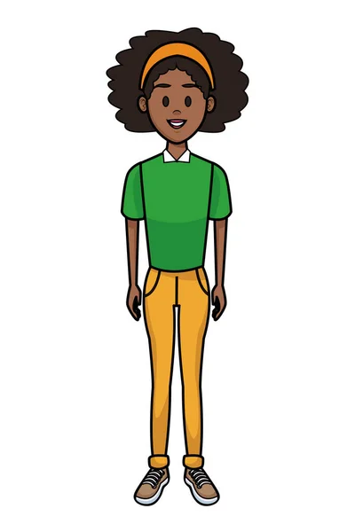 Frau Afro Lächelnd Cartoon Avatar Vektor Illustration Grafik Design — Stockvektor