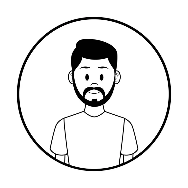 Man Profile Beard Cartoon Icon Black White Vector Illustration Graphic — Stock Vector