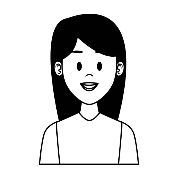 Profilo Donna Cartone Animato Bianco Nero Vettoriale Illustrazione Grafica — Vettoriale Stock