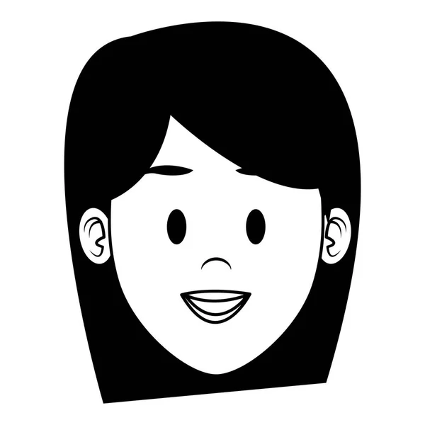 Woman Face Cartoon Black White Vector Illustration Graphic Design — Stock Vector