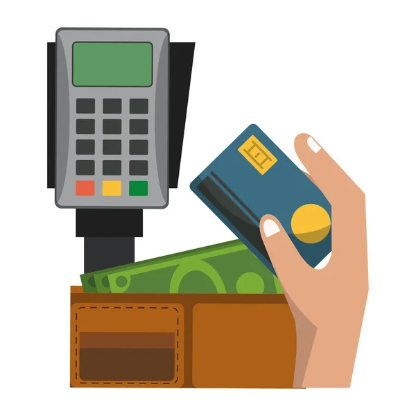 Kreditkarte Elektronische Zahlung Mit Kartenleser Vektor Illustration Grafik Design — Stockvektor