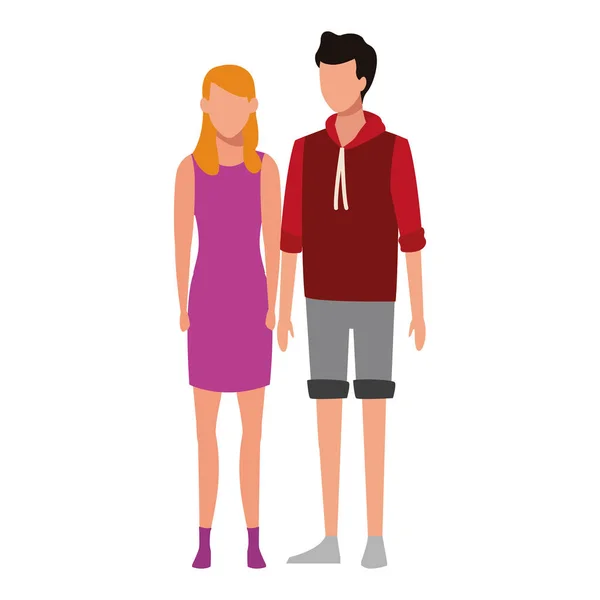 Jovem Mulher Homem Casal Avatar Vetor Ilustração Design Gráfico —  Vetores de Stock